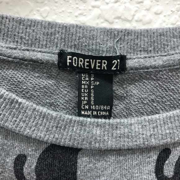 Forever 21 Sweatshirt Top Black Cat Pattern - Picture 4 of 6